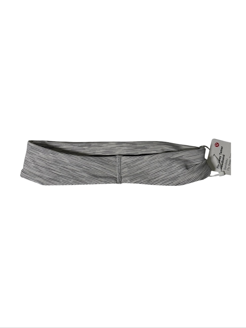 Lululemon Fly Away Tamer Headband Grey White Striped NWT LUXTREME